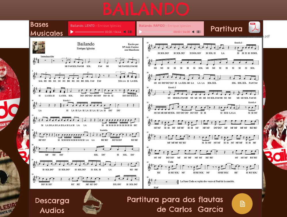 Partitura Bailando De Enrique Iglesias Clase De Musica 2 0