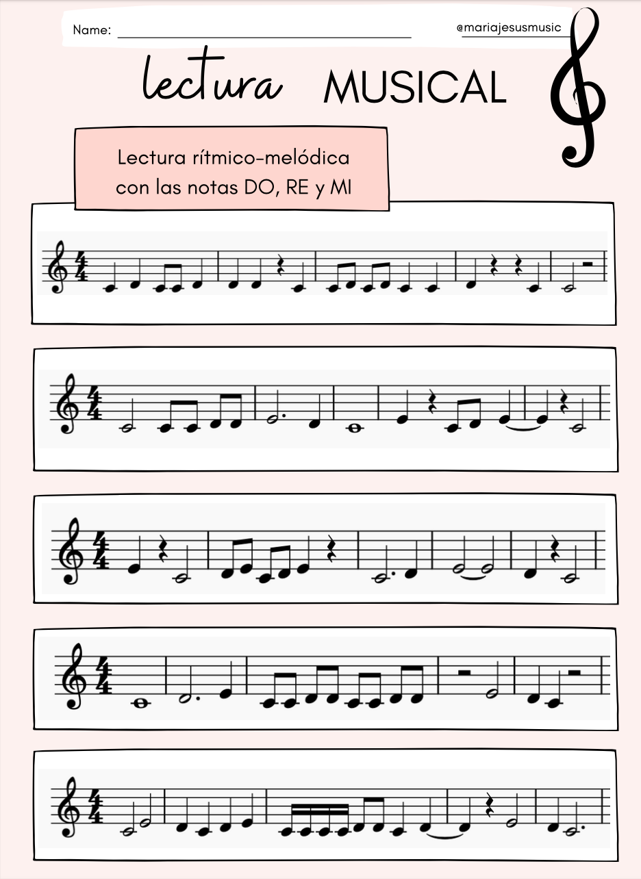 2 fichas para la Lectura Musical y una interactiva con - CLASE DE MÚSICA 2.0